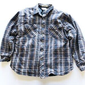 LEVI'S Plaid Flannel Lined Brown Shirt Jacket Shacket Mens Large